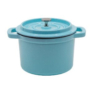 Emaillierter Mini-Gusseisentopf, Hellblau, 0,65 l
